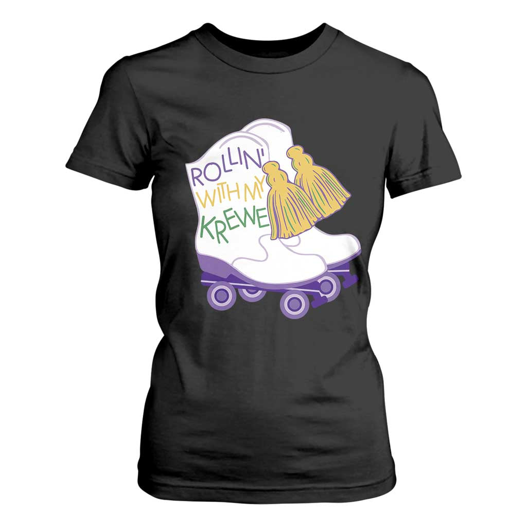 Funny Mardi Gras T Shirt For Women Rollin' With My Krewe Marching Boots Carnival Party TS11 Black Print Your Wear