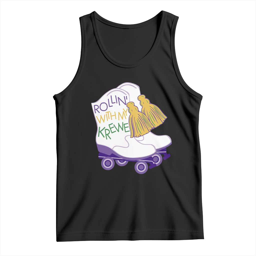 Funny Mardi Gras Tank Top Rollin' With My Krewe Marching Boots Carnival Party TS11 Black Print Your Wear