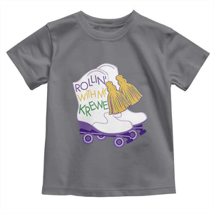 Funny Mardi Gras Toddler T Shirt Rollin' With My Krewe Marching Boots Carnival Party TS11 Charcoal Print Your Wear