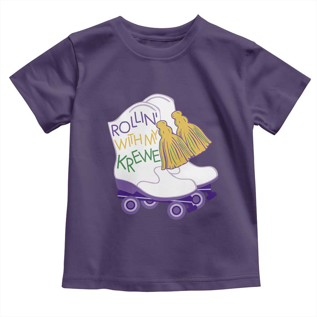 Funny Mardi Gras Toddler T Shirt Rollin' With My Krewe Marching Boots Carnival Party TS11 Purple Print Your Wear