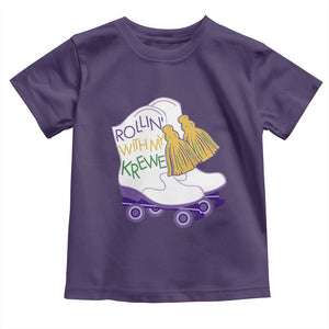 Funny Mardi Gras Toddler T Shirt Rollin' With My Krewe Marching Boots Carnival Party TS11 Purple Print Your Wear