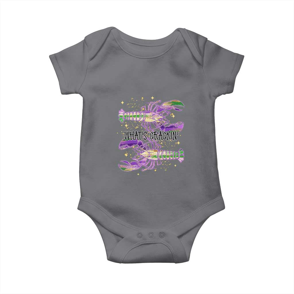 Funny Cajun Crawfish Boil Mardi Gras Baby Onesie What's Crackin TS11 Charcoal Print Your Wear