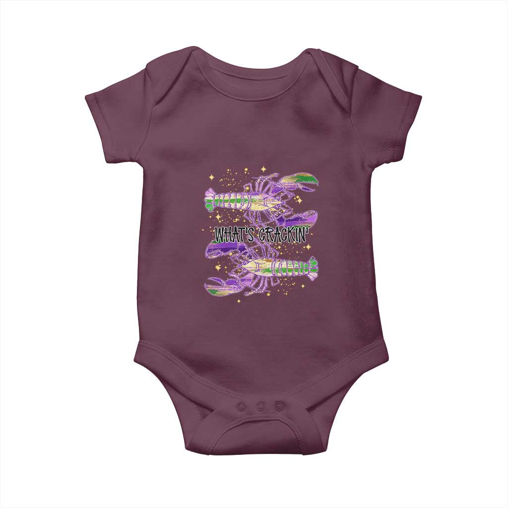 Funny Cajun Crawfish Boil Mardi Gras Baby Onesie What's Crackin TS11 Maroon Print Your Wear