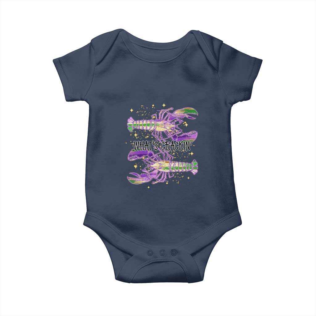 Funny Cajun Crawfish Boil Mardi Gras Baby Onesie What's Crackin TS11 Navy Print Your Wear