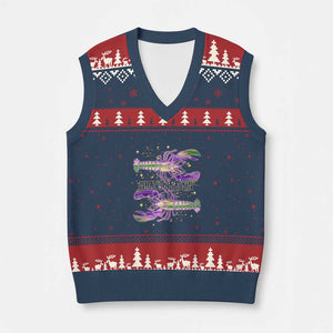 Funny Cajun Crawfish Boil Mardi Gras V-Neck Knit Sweater Vest What's Crackin TS11 Navy Red Print Your Wear