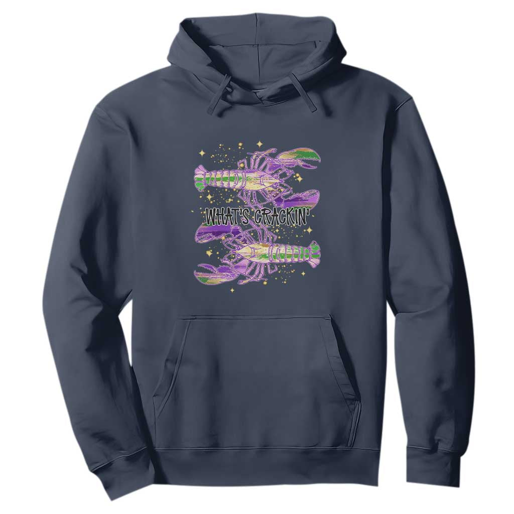 Funny Cajun Crawfish Boil Mardi Gras Hoodie What's Crackin TS11 Navy Print Your Wear