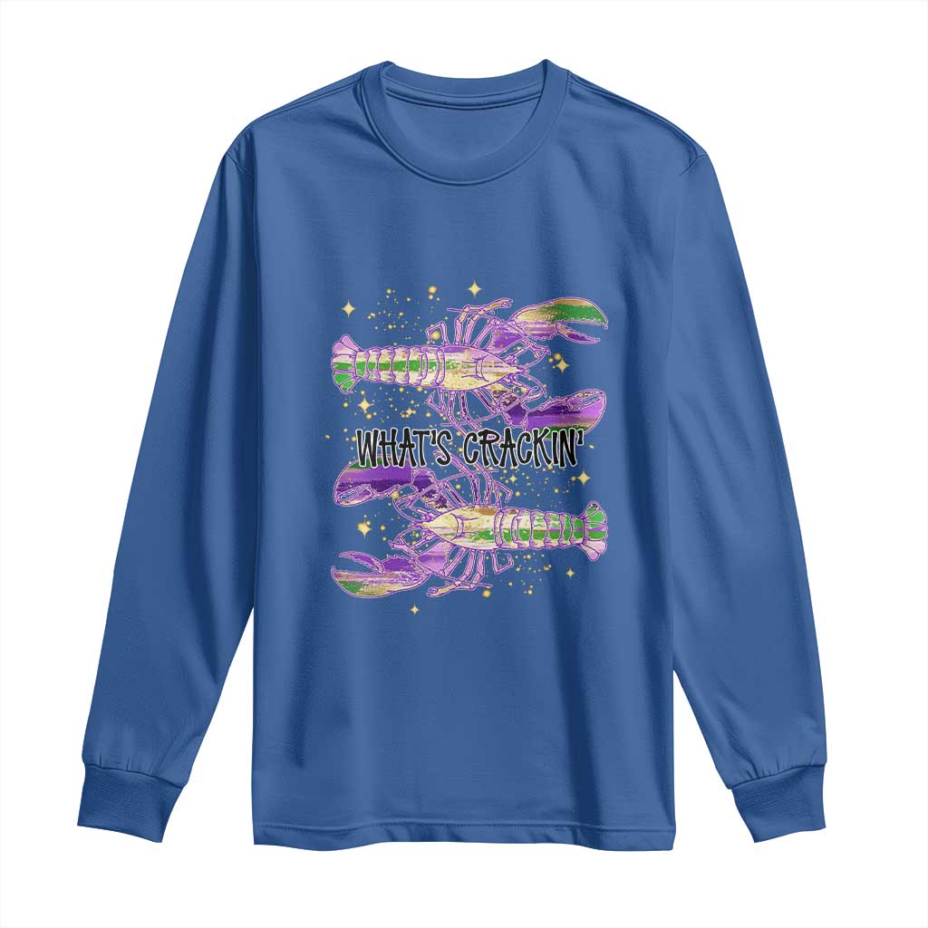 Funny Cajun Crawfish Boil Mardi Gras Long Sleeve Shirt What's Crackin TS11 Royal Blue Print Your Wear
