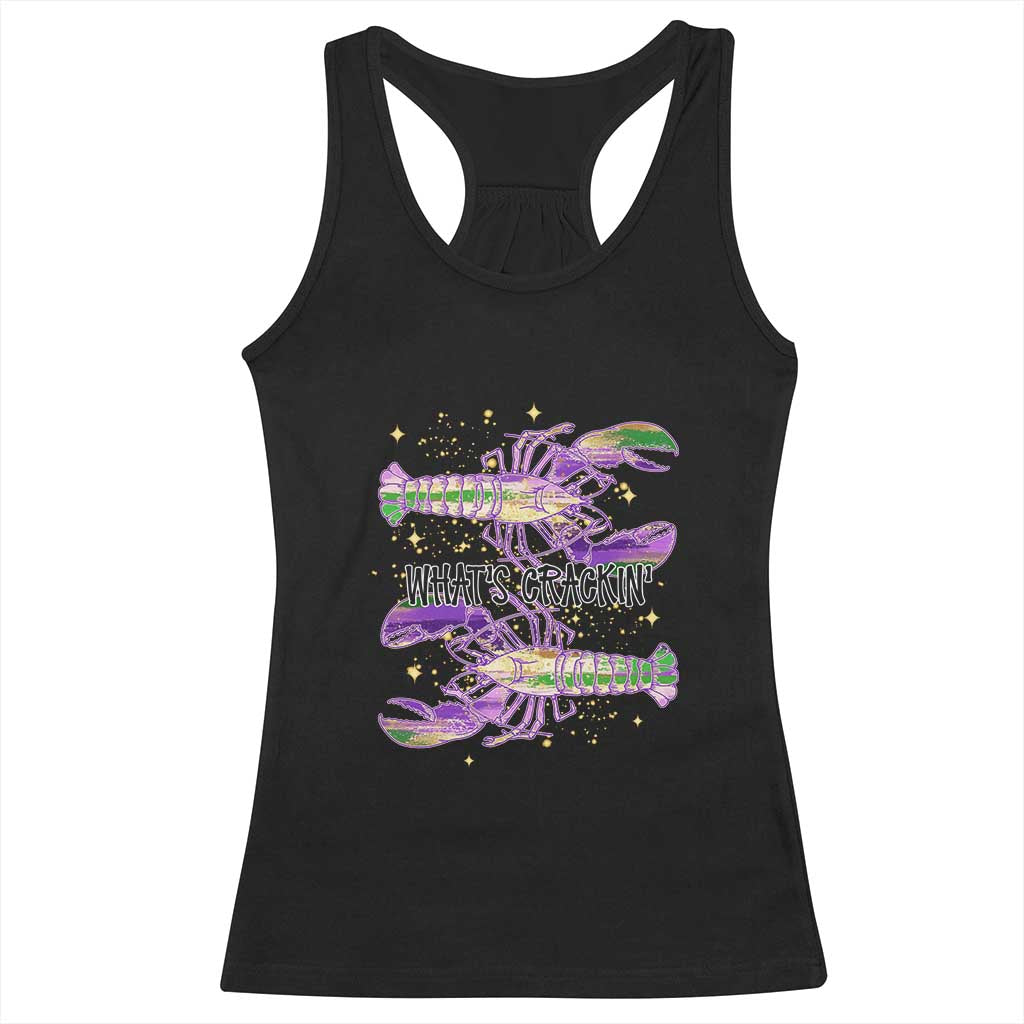 Funny Cajun Crawfish Boil Mardi Gras Racerback Tank Top What's Crackin TS11 Black Print Your Wear