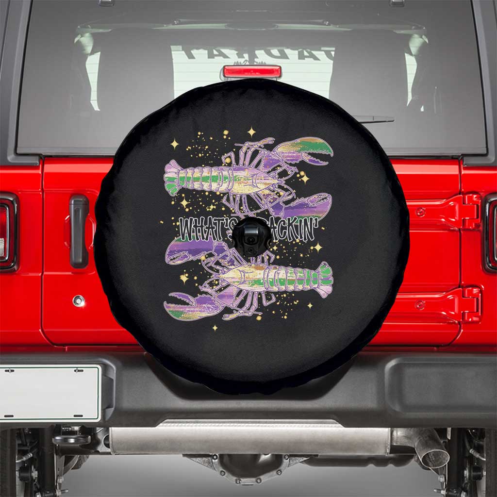 Funny Cajun Crawfish Boil Mardi Gras Spare Tire Cover What's Crackin TS11 Black Print Your Wear