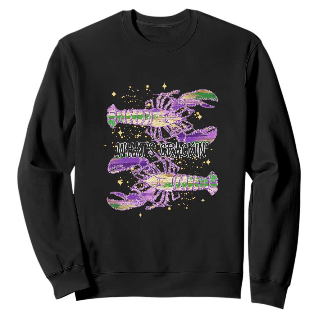 Funny Cajun Crawfish Boil Mardi Gras Sweatshirt What's Crackin TS11 Black Print Your Wear