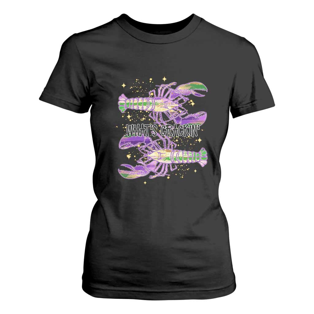 Funny Cajun Crawfish Boil Mardi Gras T Shirt For Women What's Crackin TS11 Black Print Your Wear