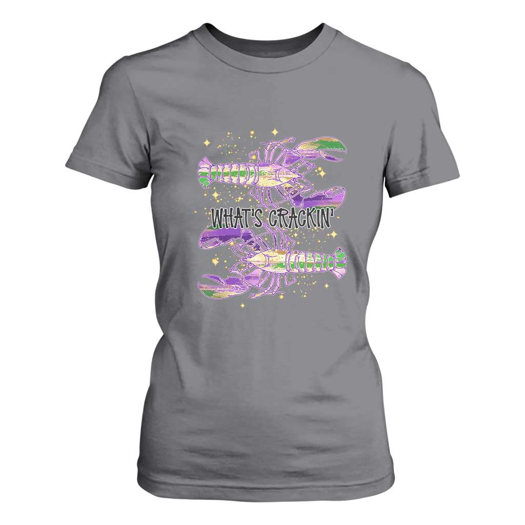 Funny Cajun Crawfish Boil Mardi Gras T Shirt For Women What's Crackin TS11 Charcoal Print Your Wear