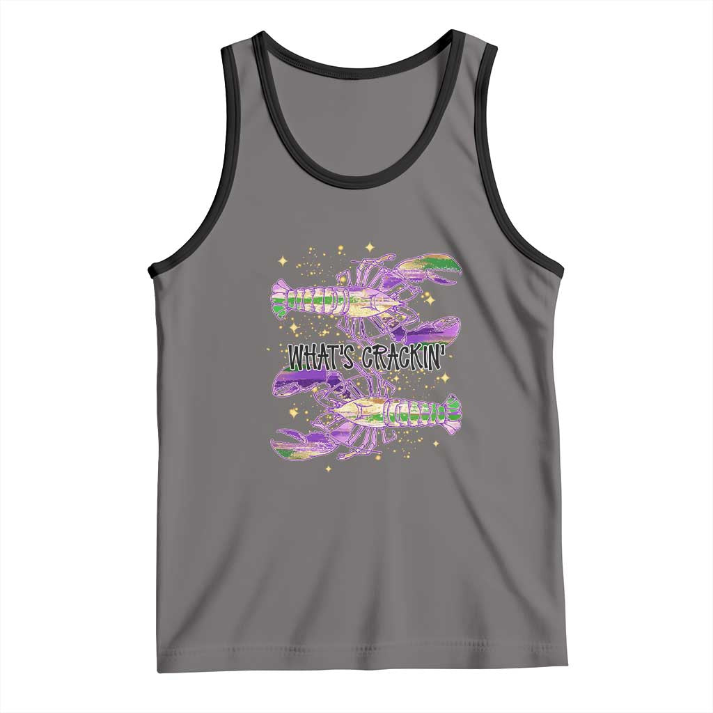 Funny Cajun Crawfish Boil Mardi Gras Tank Top What's Crackin TS11 Deep Heather Black Print Your Wear