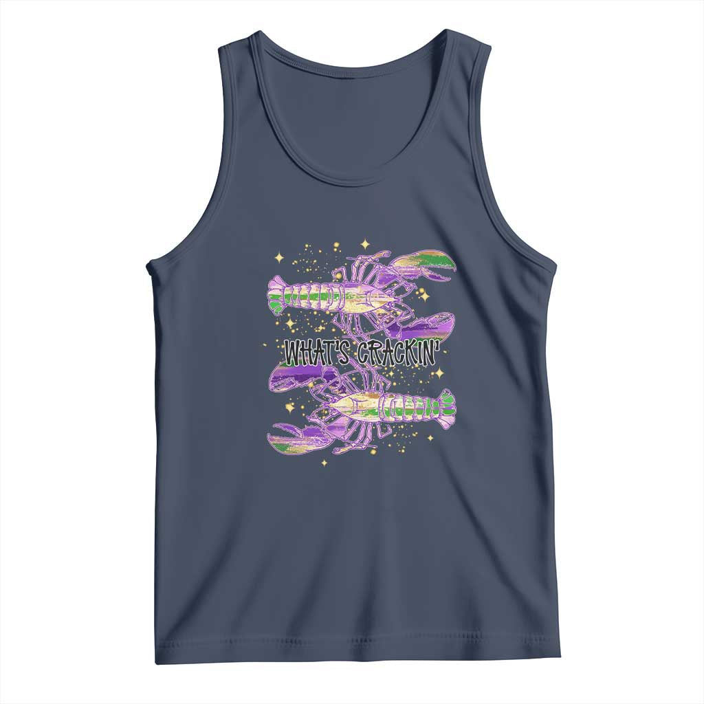Funny Cajun Crawfish Boil Mardi Gras Tank Top What's Crackin TS11 Navy Print Your Wear