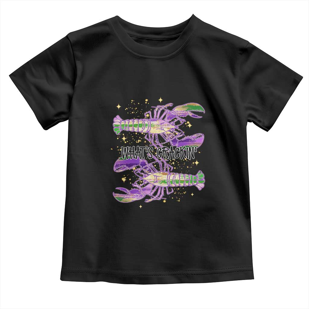 Funny Cajun Crawfish Boil Mardi Gras Toddler T Shirt What's Crackin TS11 Black Print Your Wear