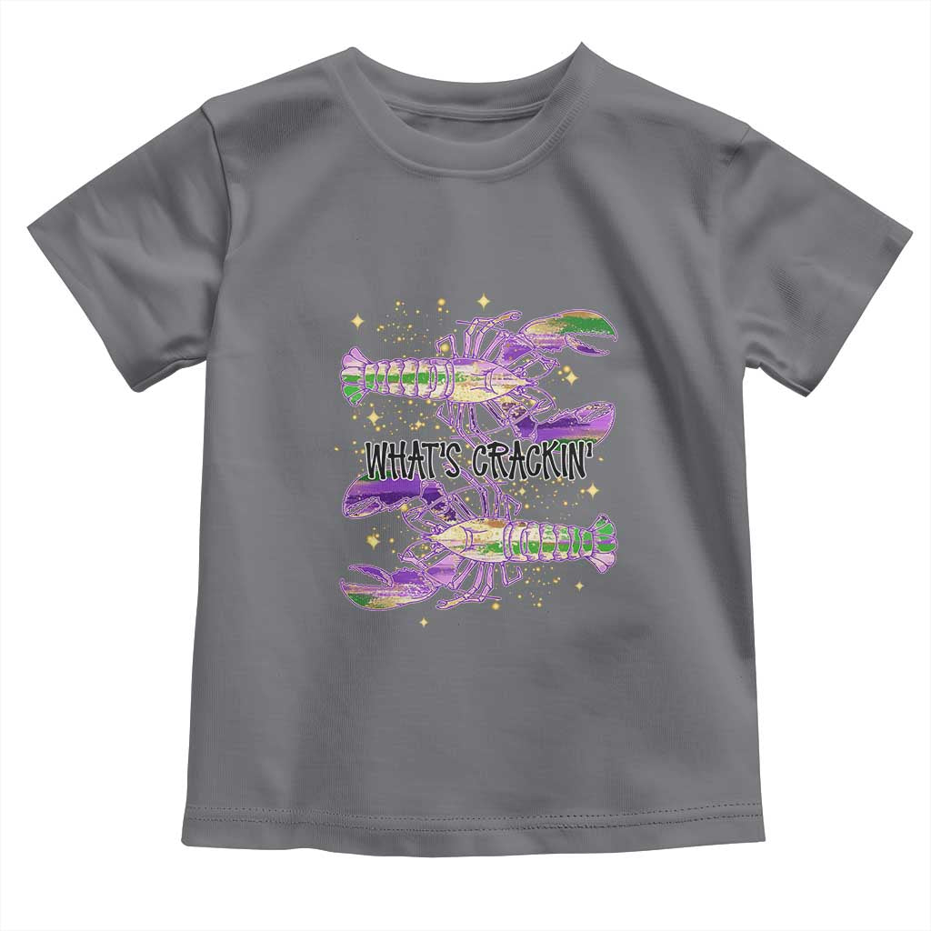 Funny Cajun Crawfish Boil Mardi Gras Toddler T Shirt What's Crackin TS11 Charcoal Print Your Wear