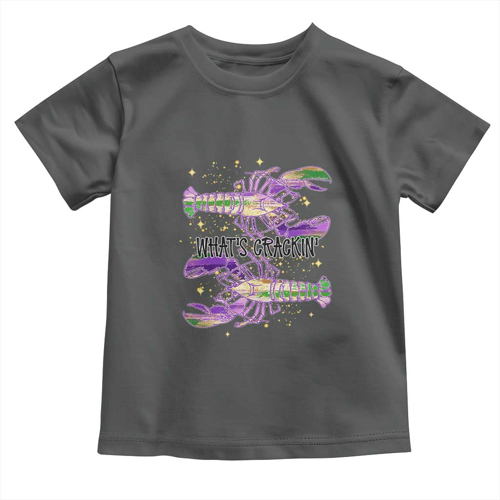 Funny Cajun Crawfish Boil Mardi Gras Toddler T Shirt What's Crackin TS11 Dark Heather Print Your Wear