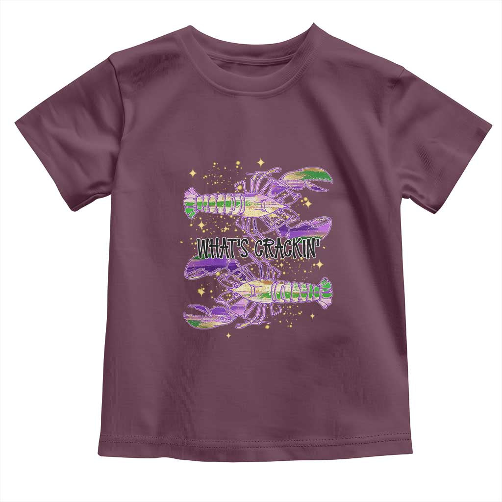 Funny Cajun Crawfish Boil Mardi Gras Toddler T Shirt What's Crackin TS11 Maroon Print Your Wear
