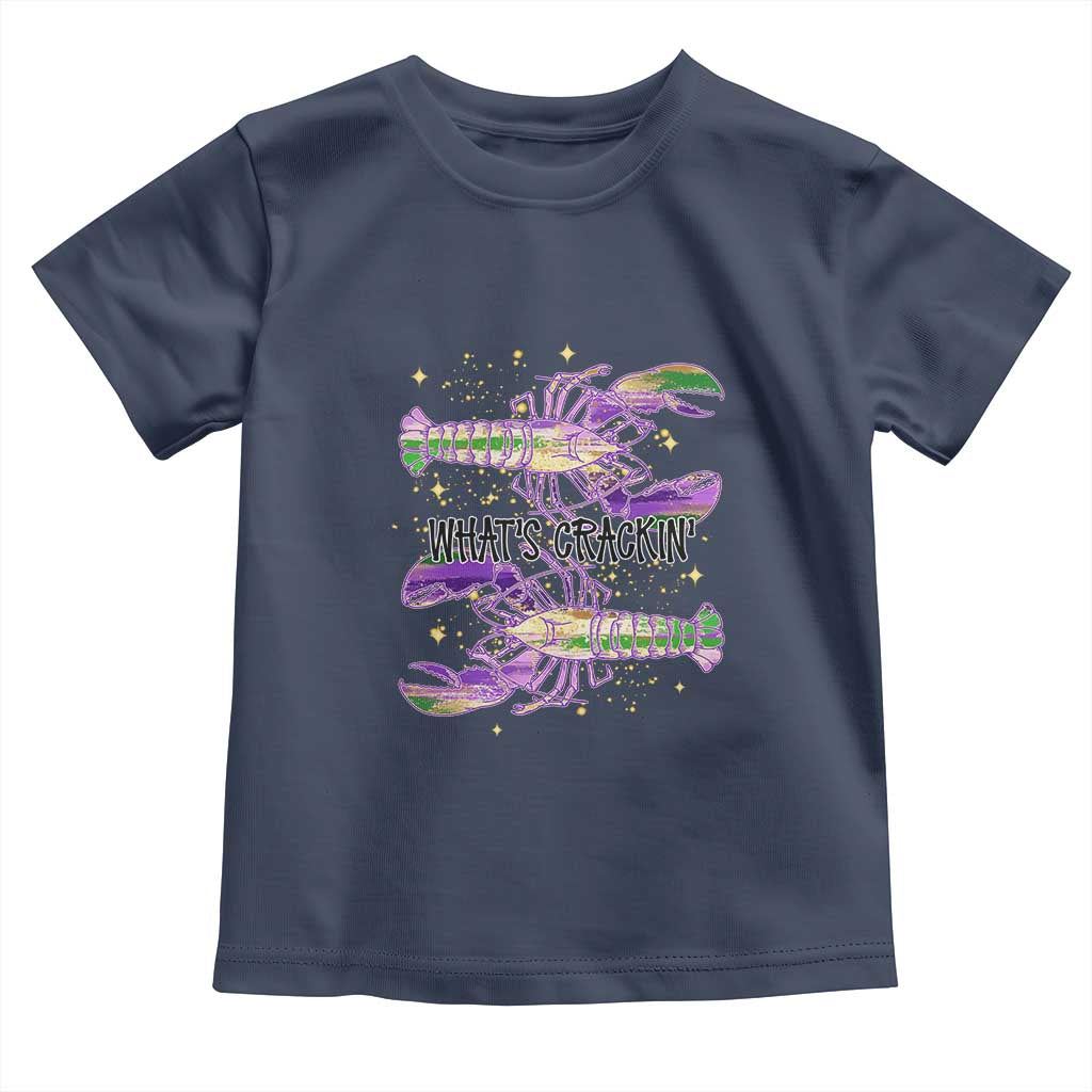 Funny Cajun Crawfish Boil Mardi Gras Toddler T Shirt What's Crackin TS11 Navy Print Your Wear