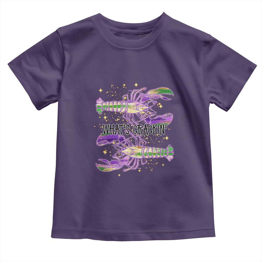 Funny Cajun Crawfish Boil Mardi Gras Toddler T Shirt What's Crackin TS11 Purple Print Your Wear