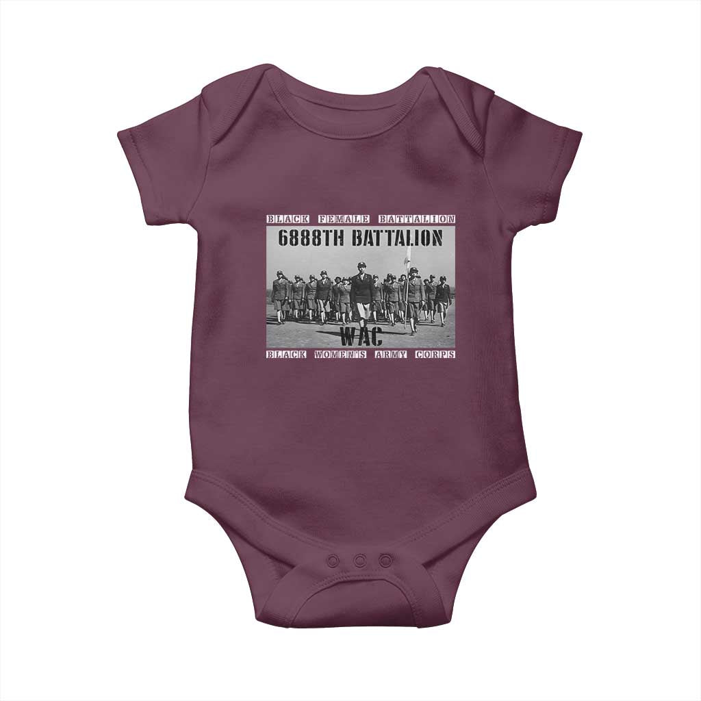 6888th Battalion Baby Onesie Black Female Battalion WAC Women's Army Corps Black History Month TS11 Maroon Print Your Wear