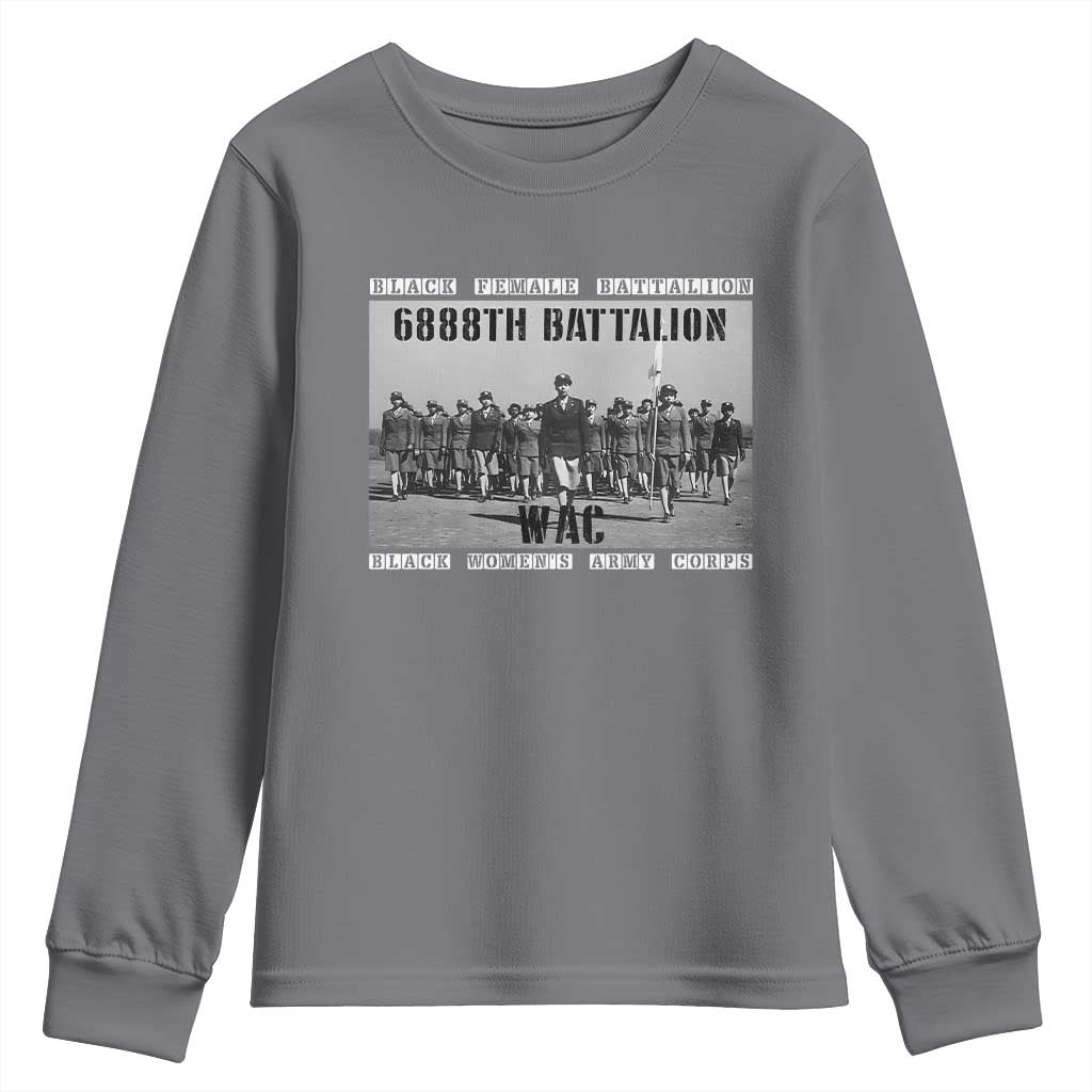 6888th Battalion Youth Sweatshirt Black Female Battalion WAC Women's Army Corps Black History Month TS11 Charcoal Print Your Wear