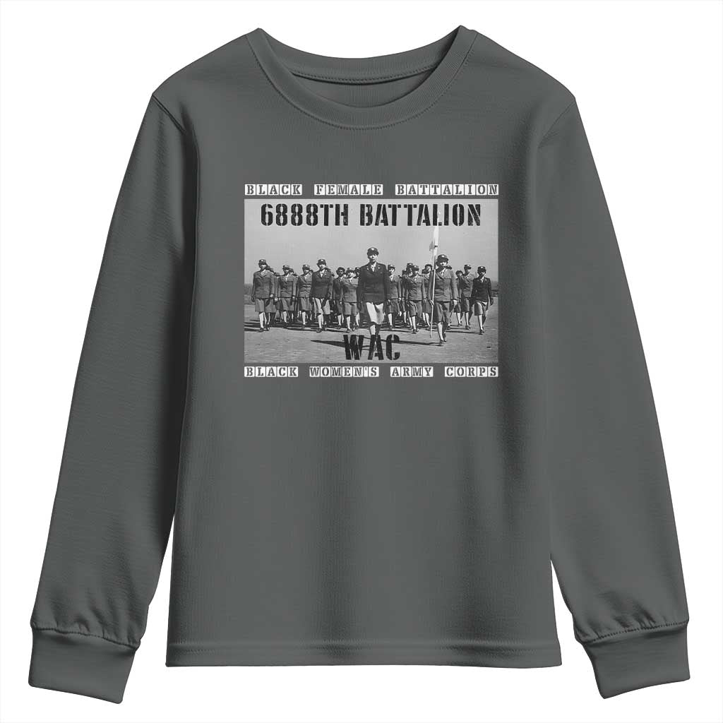 6888th Battalion Youth Sweatshirt Black Female Battalion WAC Women's Army Corps Black History Month TS11 Dark Heather Print Your Wear