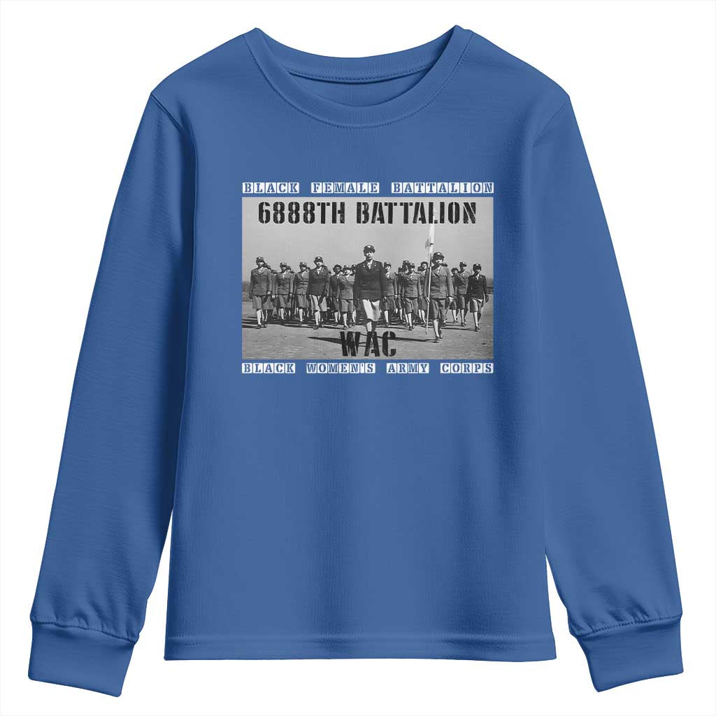 6888th Battalion Youth Sweatshirt Black Female Battalion WAC Women's Army Corps Black History Month TS11 Royal Blue Print Your Wear