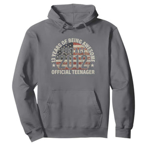 13th Birthday Hoodie Vintage 2012 Official Teenager 13 Years Of Being Awesome American Flag TS11 Charcoal Print Your Wear