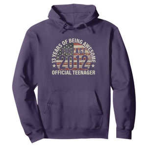 13th Birthday Hoodie Vintage 2012 Official Teenager 13 Years Of Being Awesome American Flag TS11 Purple Print Your Wear
