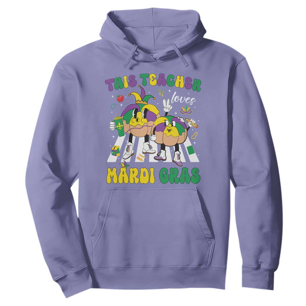 Funny This Teacher Loves Mardi Gras Hoodie King Cake Jester Hat TS11 Violet Print Your Wear