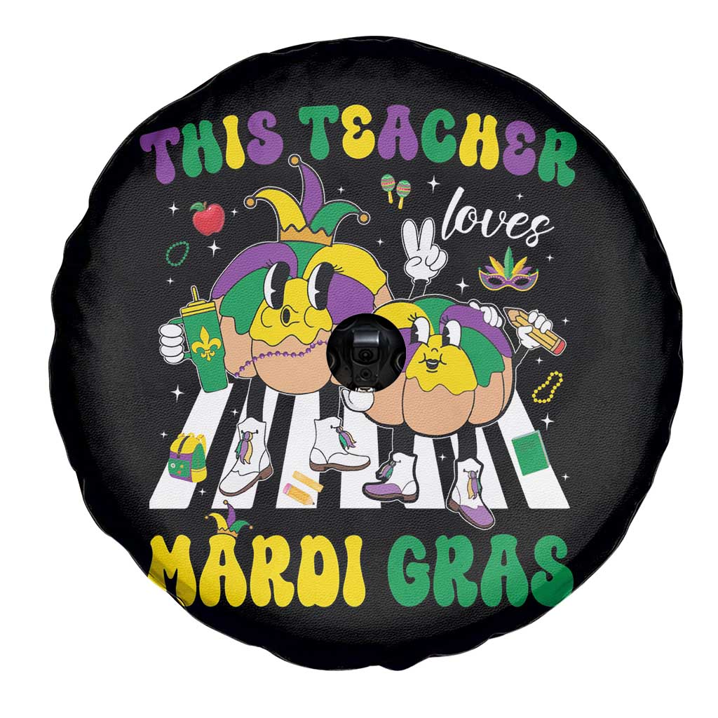 Funny This Teacher Loves Mardi Gras Spare Tire Cover King Cake Jester Hat TS11 Print Your Wear