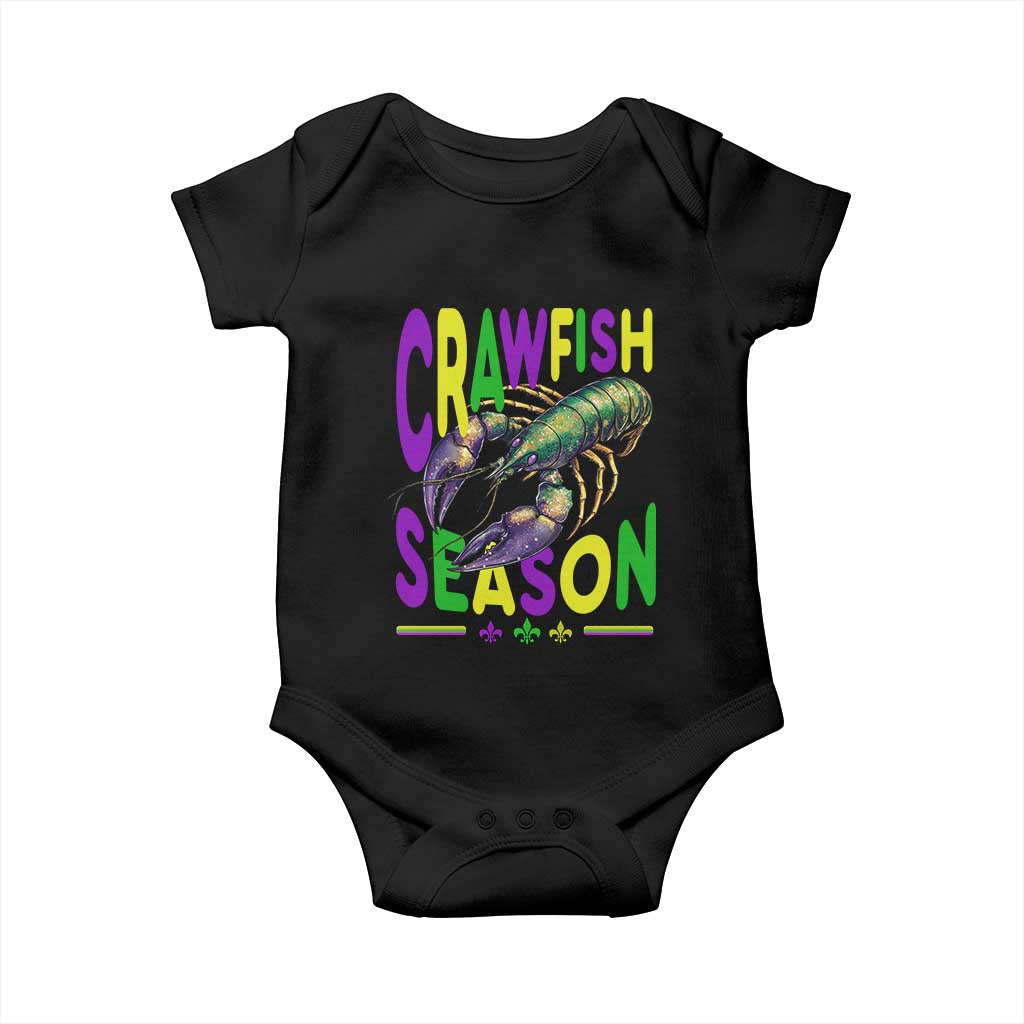 Funny Cajun Crawfish Boil Mardi Gras Baby Onesie Crawfish Season Fleur De Lis TS11 Black Print Your Wear