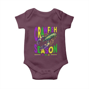 Funny Cajun Crawfish Boil Mardi Gras Baby Onesie Crawfish Season Fleur De Lis TS11 Maroon Print Your Wear