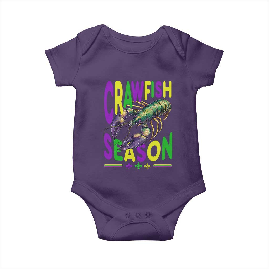 Funny Cajun Crawfish Boil Mardi Gras Baby Onesie Crawfish Season Fleur De Lis TS11 Purple Print Your Wear