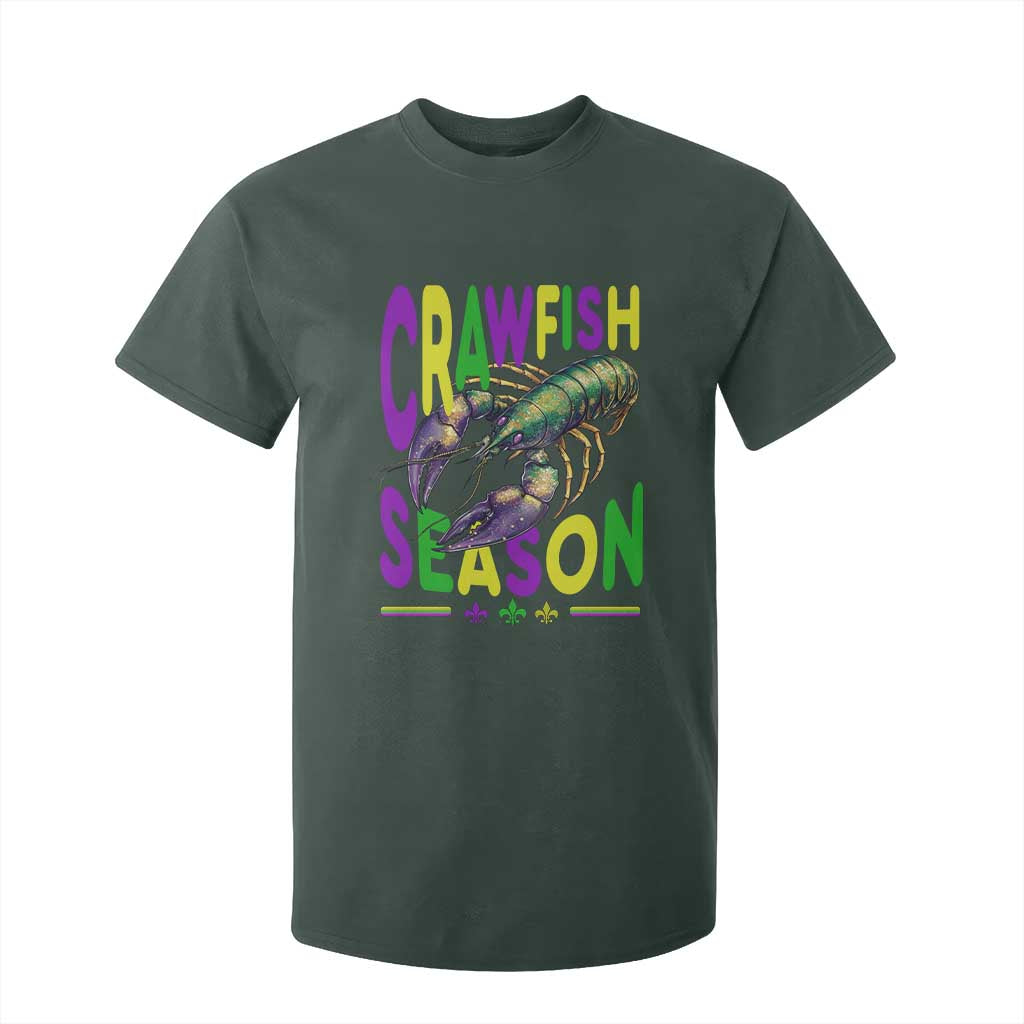 Funny Cajun Crawfish Boil Mardi Gras T Shirt For Kid Crawfish Season Fleur De Lis TS11 Dark Forest Green Print Your Wear