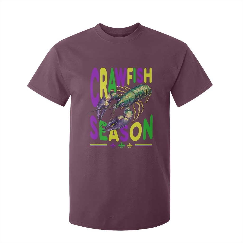 Funny Cajun Crawfish Boil Mardi Gras T Shirt For Kid Crawfish Season Fleur De Lis TS11 Maroon Print Your Wear