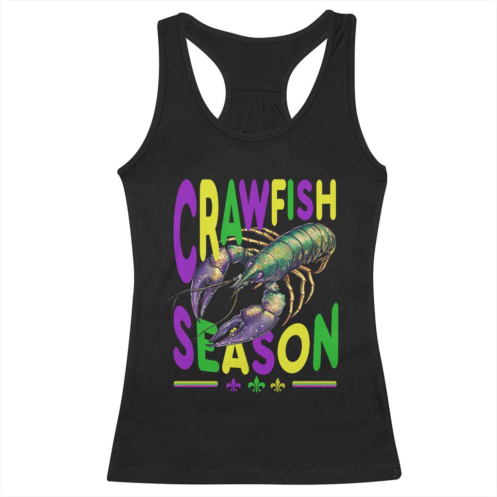 Funny Cajun Crawfish Boil Mardi Gras Racerback Tank Top Crawfish Season Fleur De Lis TS11 Black Print Your Wear