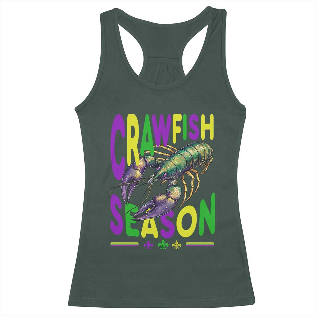 Funny Cajun Crawfish Boil Mardi Gras Racerback Tank Top Crawfish Season Fleur De Lis TS11 Dark Forest Green Print Your Wear