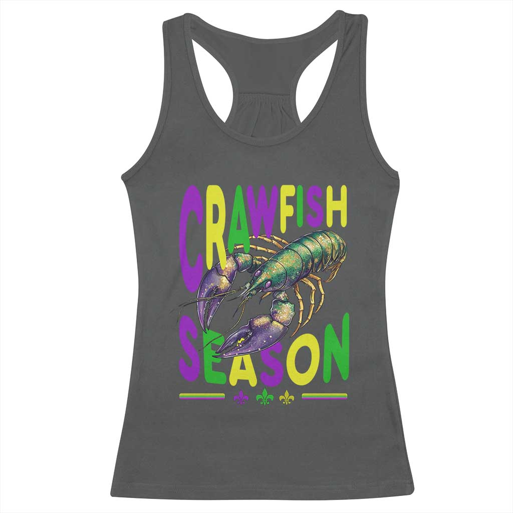 Funny Cajun Crawfish Boil Mardi Gras Racerback Tank Top Crawfish Season Fleur De Lis TS11 Dark Heather Print Your Wear