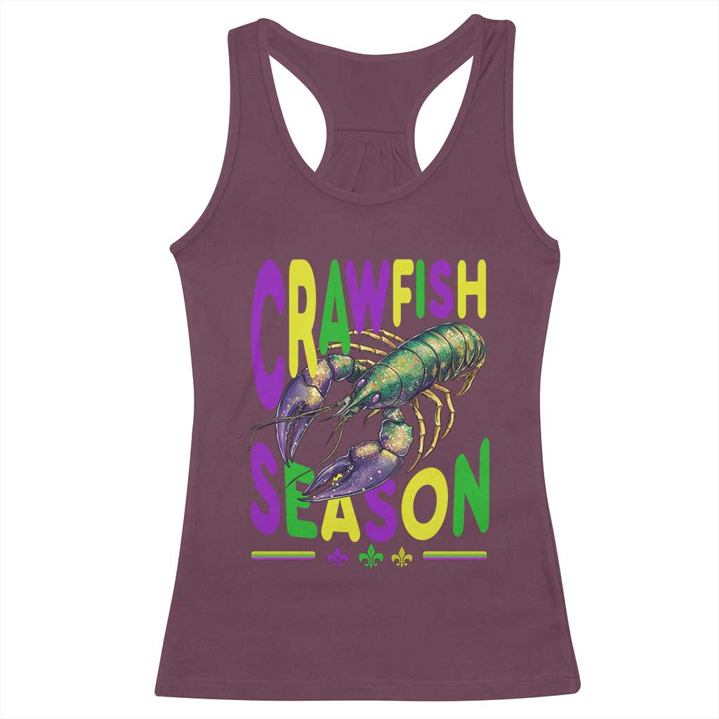 Funny Cajun Crawfish Boil Mardi Gras Racerback Tank Top Crawfish Season Fleur De Lis TS11 Maroon Print Your Wear