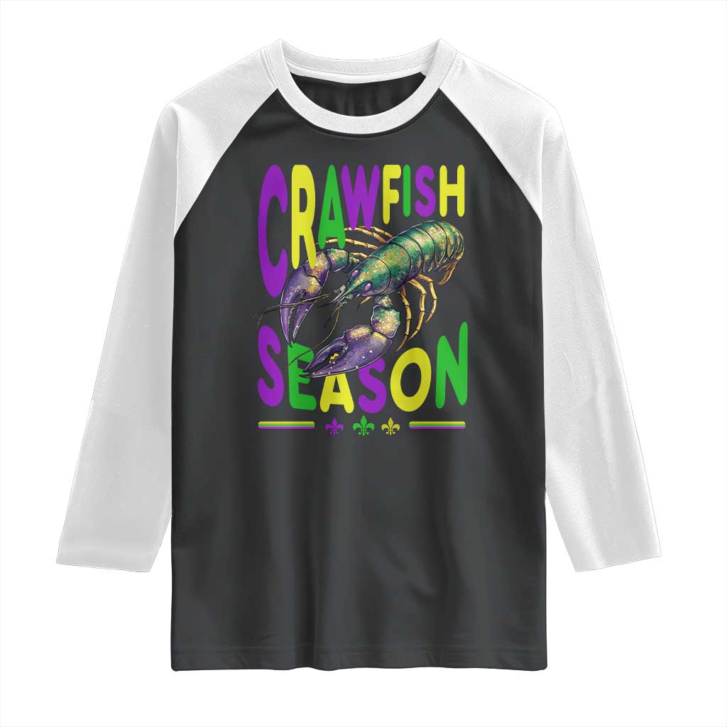 Funny Cajun Crawfish Boil Mardi Gras Raglan Shirt Crawfish Season Fleur De Lis TS11 Black White Print Your Wear