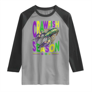 Funny Cajun Crawfish Boil Mardi Gras Raglan Shirt Crawfish Season Fleur De Lis TS11 Sport Gray Black Print Your Wear