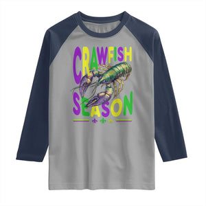 Funny Cajun Crawfish Boil Mardi Gras Raglan Shirt Crawfish Season Fleur De Lis TS11 Sport Gray Navy Print Your Wear