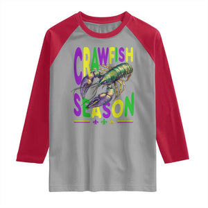 Funny Cajun Crawfish Boil Mardi Gras Raglan Shirt Crawfish Season Fleur De Lis TS11 Sport Gray Red Print Your Wear