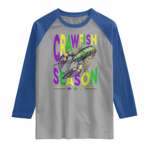 Funny Cajun Crawfish Boil Mardi Gras Raglan Shirt Crawfish Season Fleur De Lis TS11 Sport Gray Royal Print Your Wear