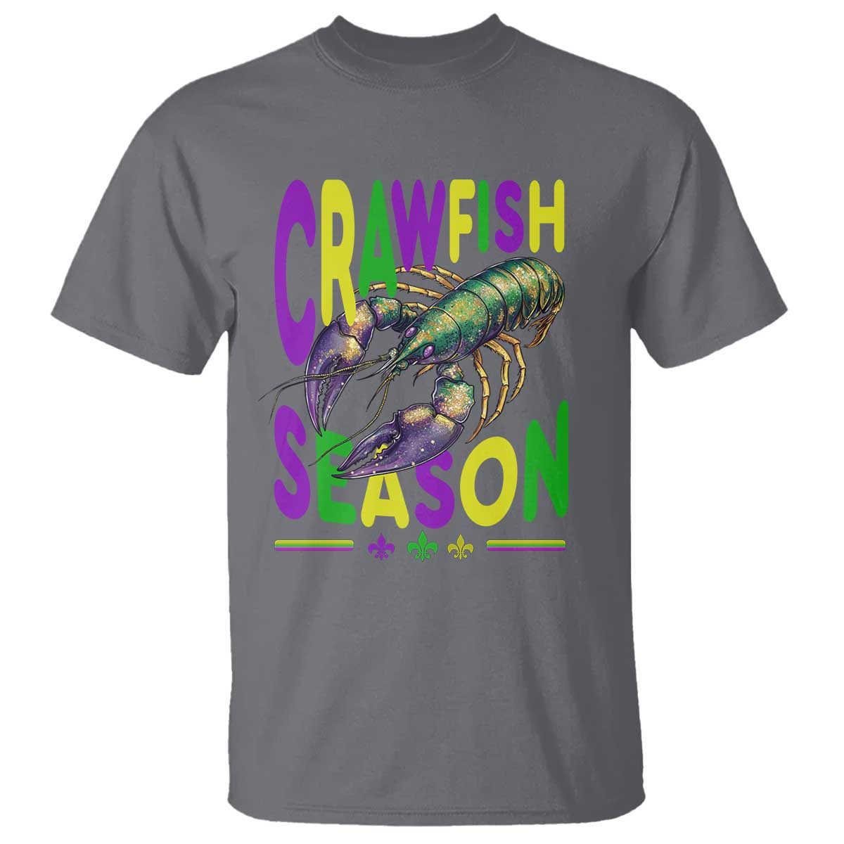 Funny Cajun Crawfish Boil Mardi Gras T Shirt Crawfish Season Fleur De Lis TS11 Charcoal Print Your Wear