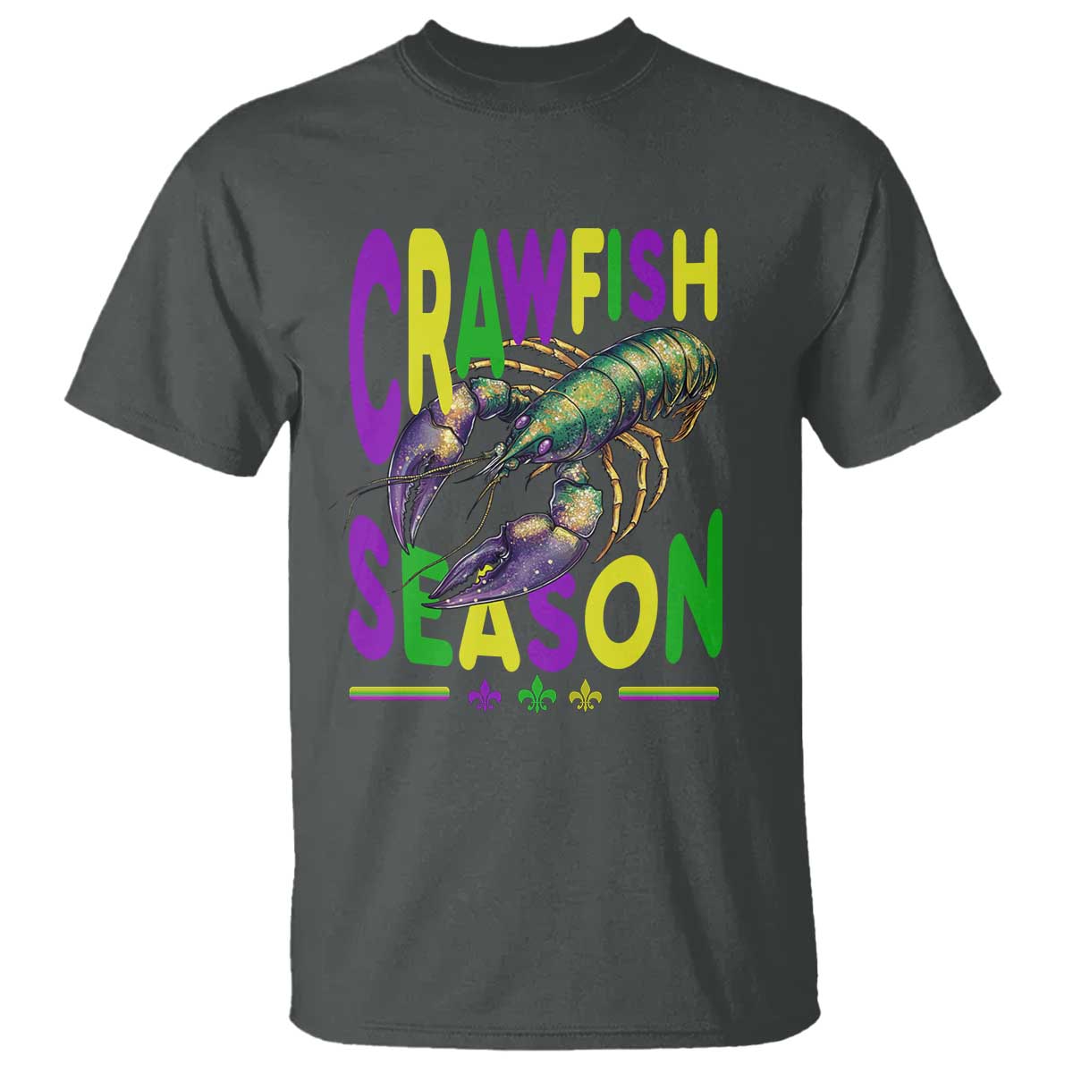 Funny Cajun Crawfish Boil Mardi Gras T Shirt Crawfish Season Fleur De Lis TS11 Dark Heather Print Your Wear