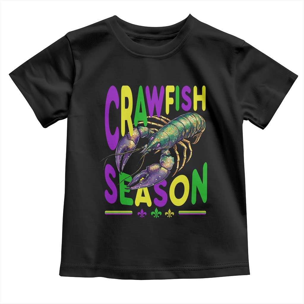 Funny Cajun Crawfish Boil Mardi Gras Toddler T Shirt Crawfish Season Fleur De Lis TS11 Black Print Your Wear