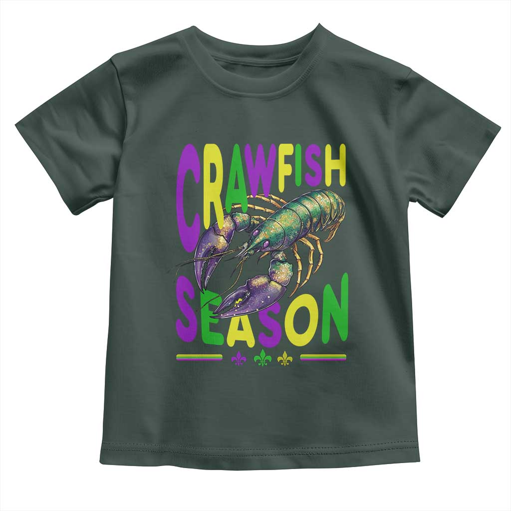 Funny Cajun Crawfish Boil Mardi Gras Toddler T Shirt Crawfish Season Fleur De Lis TS11 Dark Forest Green Print Your Wear
